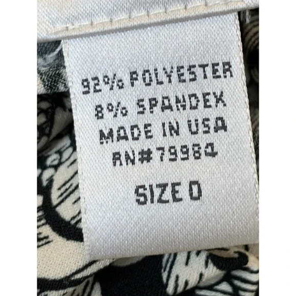 Chico's Blouse Damask Victorian Black White Soft Black 0 4 S (09) - Picture 8 of 9